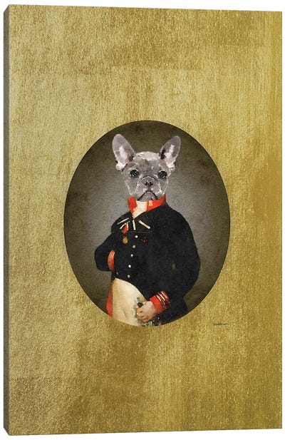 Nelson Portrait Grey Frenchie Canvas Art Print - French Bulldog Art