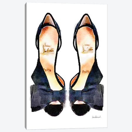 Black Bowed Shoes Canvas Print #GRE4} by Amanda Greenwood Canvas Art