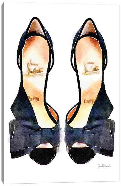 Black Bowed Shoes Canvas Art Print - Seasonal Glam