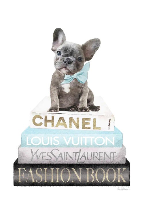 New Books Grey Blue With Grey Frenchie Side Bow