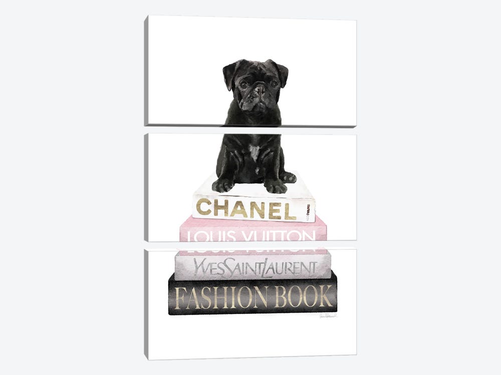 New Books Grey Blush With Black Pug by Amanda Greenwood 3-piece Art Print