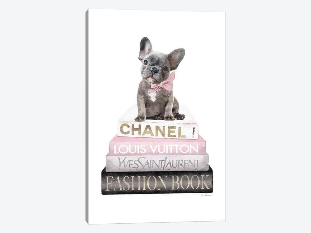 New Books Grey Blush With Grey Frenchie Side Bow by Amanda Greenwood 1-piece Canvas Print