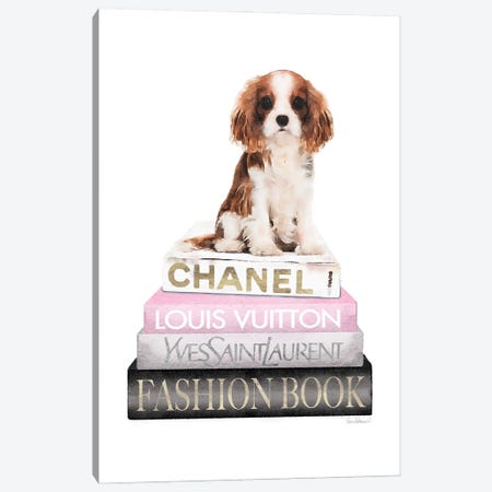 New Books Grey Blush With King Charles Puppy Canvas Print #GRE505} by Amanda Greenwood Canvas Art Print