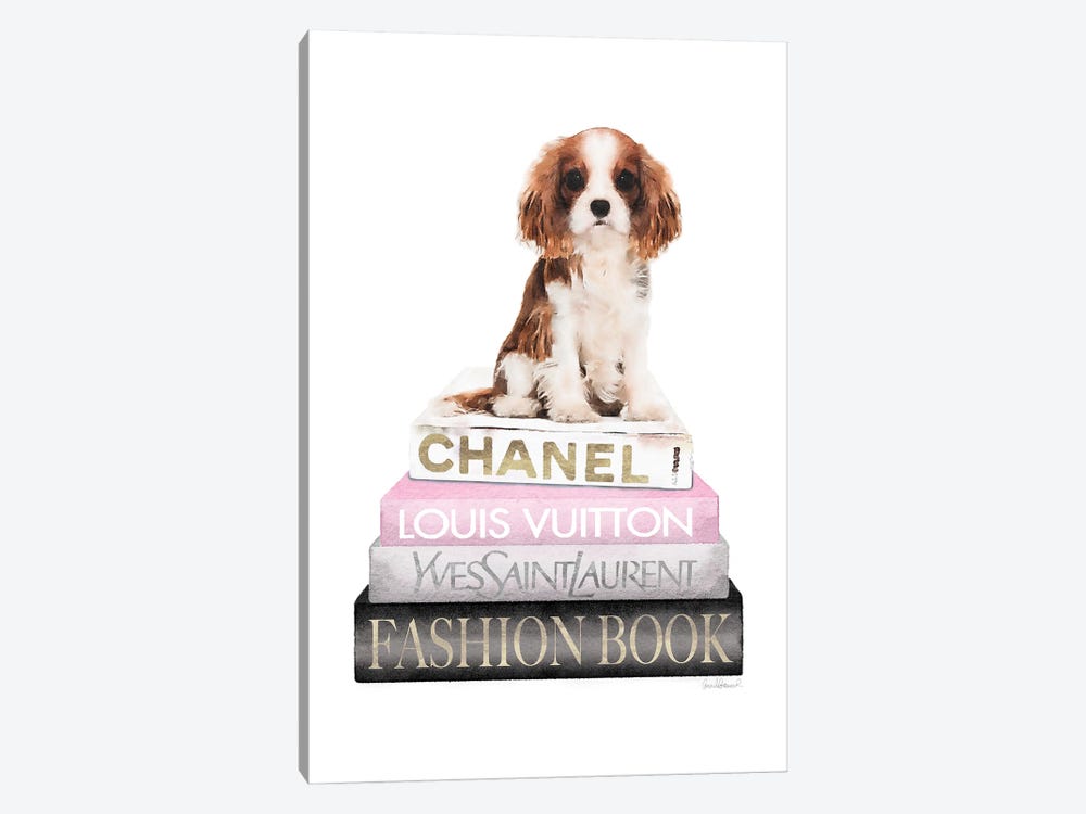 New Books Grey Blush With King Charles Puppy by Amanda Greenwood 1-piece Canvas Artwork