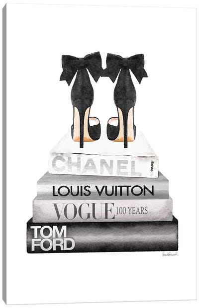 New Books Silver Bow Shoes Canvas Art Print - Vogue