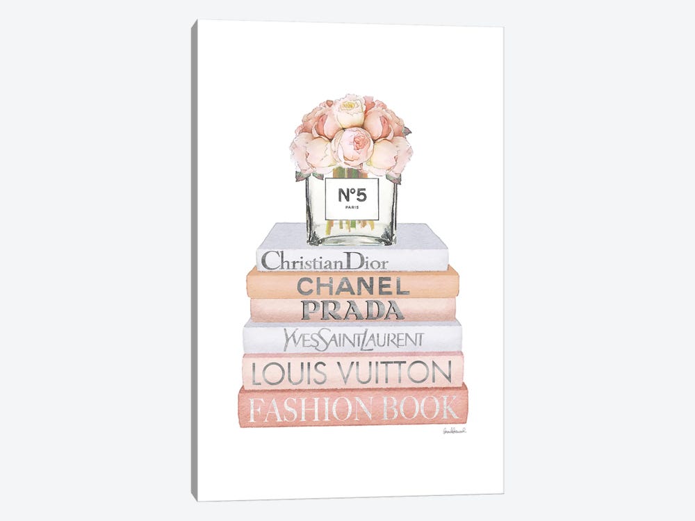 Peach Fashion Books With Peach Roses by Amanda Greenwood 1-piece Canvas Art