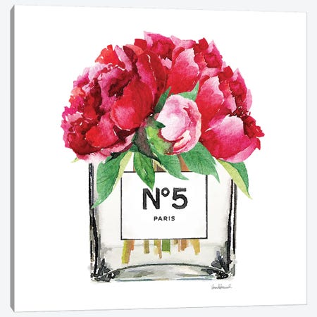 No. 5 Vase With Deep Pink Peonies Canvas Print #GRE51} by Amanda Greenwood Canvas Print