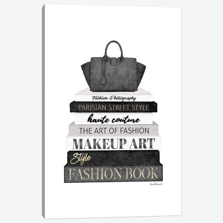 Tall Black And Grey Fashion Books With Bag Canvas Print #GRE525} by Amanda Greenwood Art Print