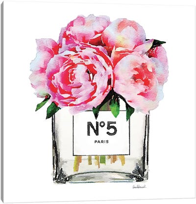 No. 5 Vase With Pink Peonies Canvas Art Print - Still Life