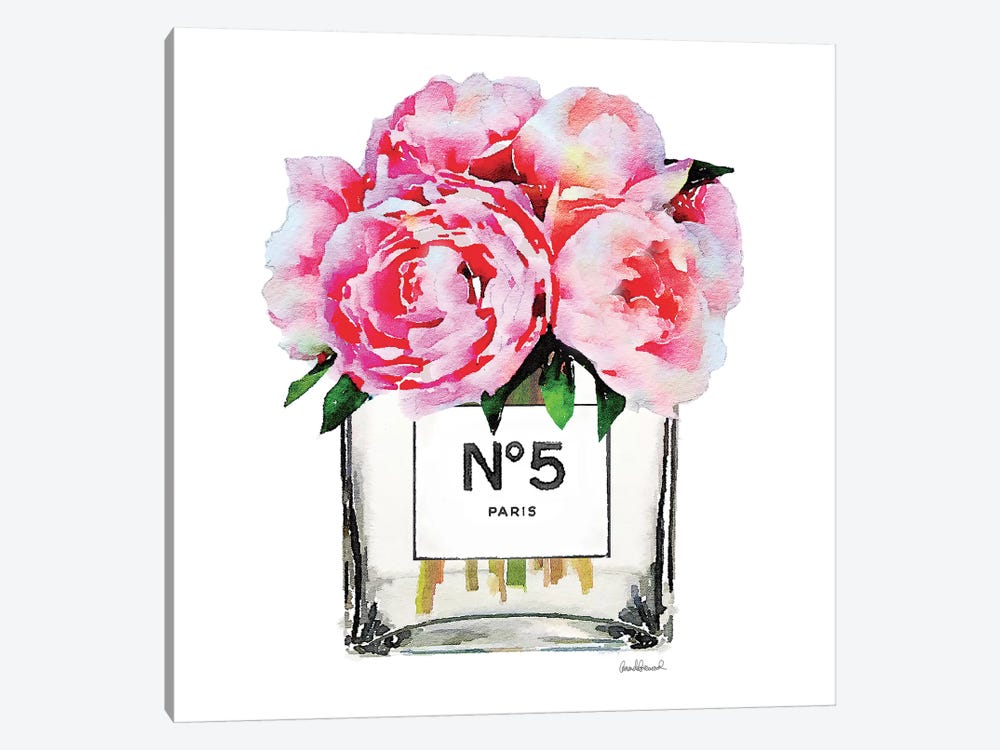 Amanda Greenwood Canvas Art Prints - No. 5 Vase with Pink Peonies ( Floral & Botanical > Flowers > Peonies art) - 37x37 in