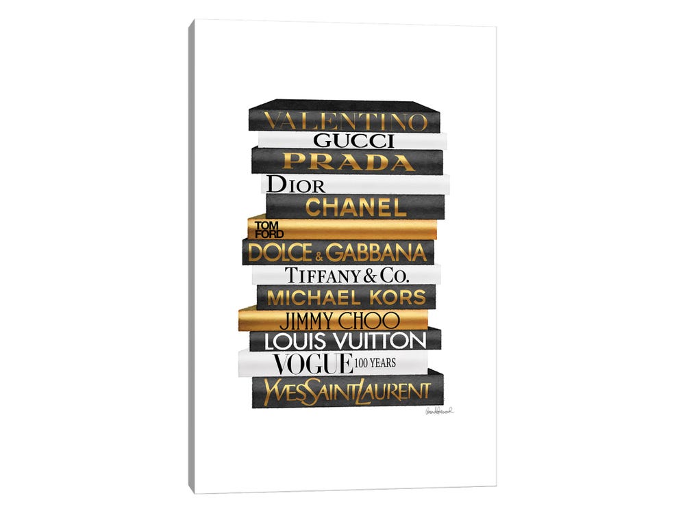 Amanda Greenwood Canvas Wall Decor Prints - Tall Fashion Books Black and Gold ( Fashion > Fashion Brands > Tiffany & Co. art) - 40x26 in