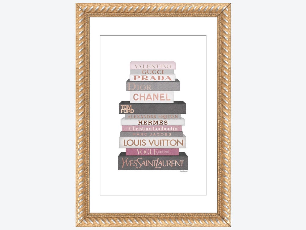 iCanvas 'Book Shelf Full Of Rose Gold, Grey, And Pink Fashion Books' by  Amanda Greenwood - On Sale - Bed Bath & Beyond - 26637489