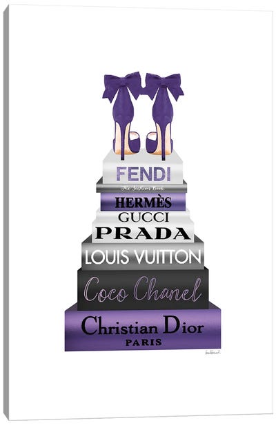 Tall Metallic Stack Purple With Purple Bow Shoes Canvas Art Print - Louis Vuitton Art