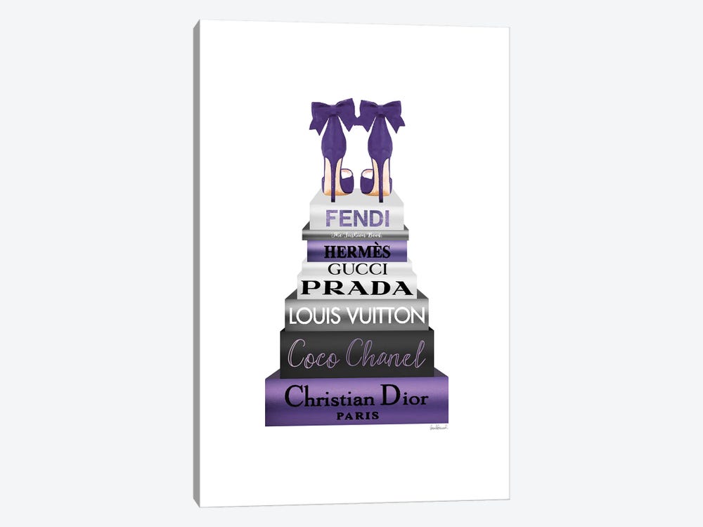 Tall Metallic Stack Purple With Purple Bow Shoes by Amanda Greenwood 1-piece Canvas Wall Art