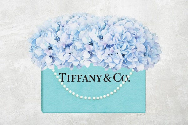 Tiffany & Co.: Teal Blue Shopper Pearl Handle Blue Hydrangeas Textured by Amanda Greenwood