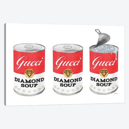 Diamond Soup Can Set In Red Canvas Print #GRE548} by Amanda Greenwood Canvas Wall Art