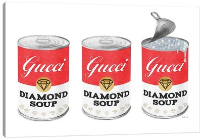 Diamond Soup Can Set In Red Canvas Art Print - Similar to Andy Warhol