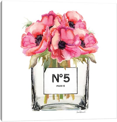 No. 5 Vase With Red Poppies Canvas Art Print - Still Life