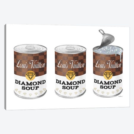 Diamond Soup Can Set In Brown Canvas Print #GRE550} by Amanda Greenwood Canvas Print