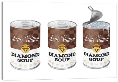 Diamond Soup Can Set In Brown Canvas Art Print - Campbell's Soup Can Reimagined