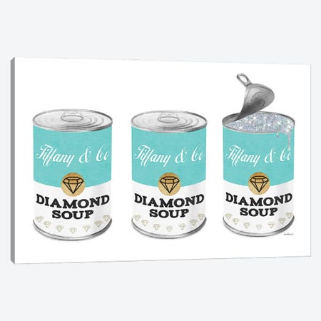 Diamond Soup Can Set In Teal Canvas Print #GRE552} by Amanda Greenwood Art Print