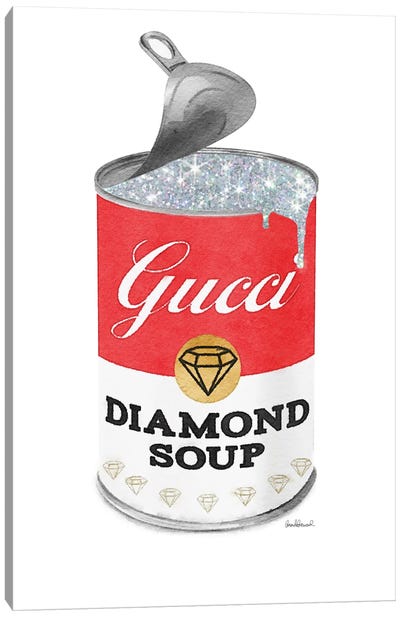 Diamond Soup In Red Open Lid Canvas Art Print - Campbell's Soup Can Reimagined