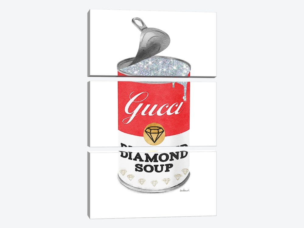 Diamond Soup In Red Open Lid by Amanda Greenwood 3-piece Canvas Wall Art