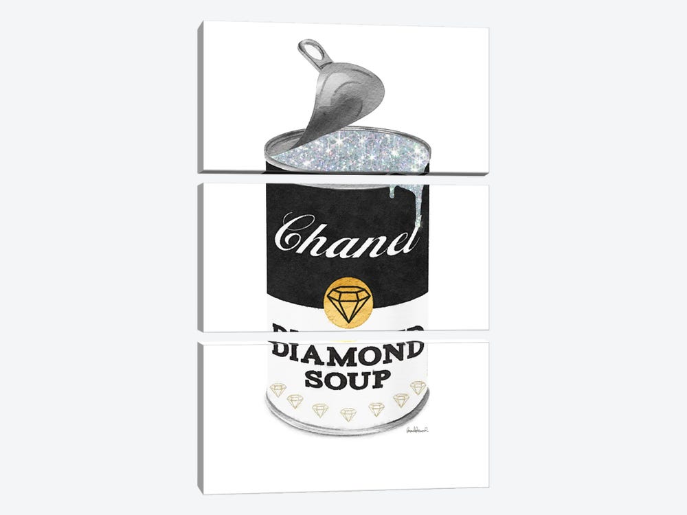 Diamond Soup In Black Open Lid by Amanda Greenwood 3-piece Canvas Wall Art