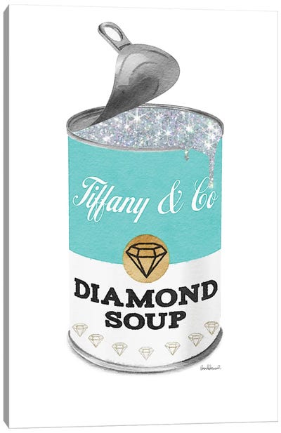 Diamond Soup In Teal Open Lid Canvas Art Print - Teal Art