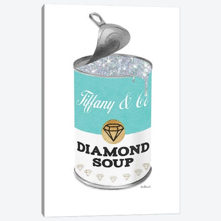 Diamond Soup In Teal Open Lid Canvas Print #GRE557} by Amanda Greenwood Canvas Wall Art