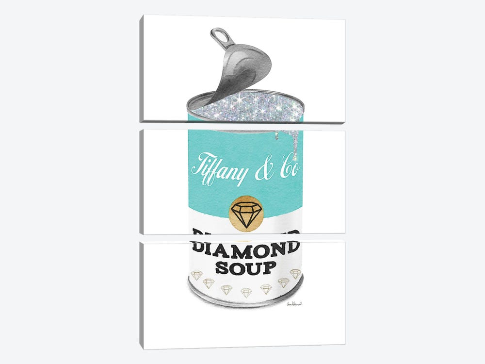 Diamond Soup In Teal Open Lid by Amanda Greenwood 3-piece Canvas Print