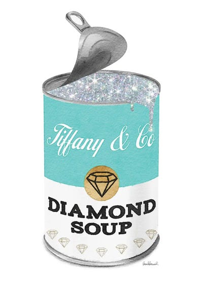 Pop Culture: Diamond Soup In Teal Open Lid by Amanda Greenwood