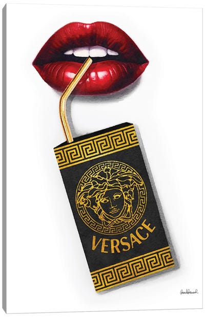 Juice Box In Black And Gold Canvas Art Print - Versace Art