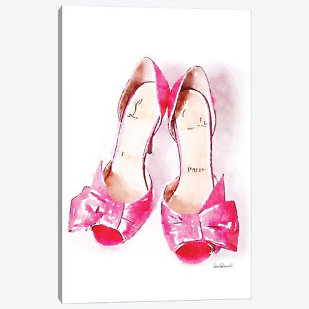 Pink Bowed Shoes Canvas Print #GRE57} by Amanda Greenwood Canvas Artwork
