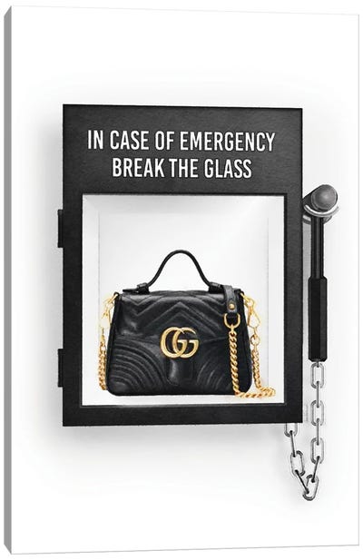 In Case Of Emergency, With Black Bag Canvas Art Print - Gucci Art