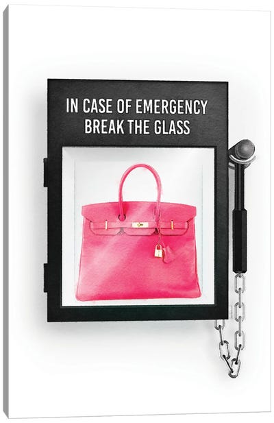 In Case Of Emergency, With Pink Bag Canvas Art Print - Hermès Art