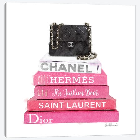 Stack Of Fashion Books With A Chanel B - Canvas Art