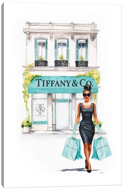 Shopping In Teal Canvas Art Print - Tiffany & Co. Art