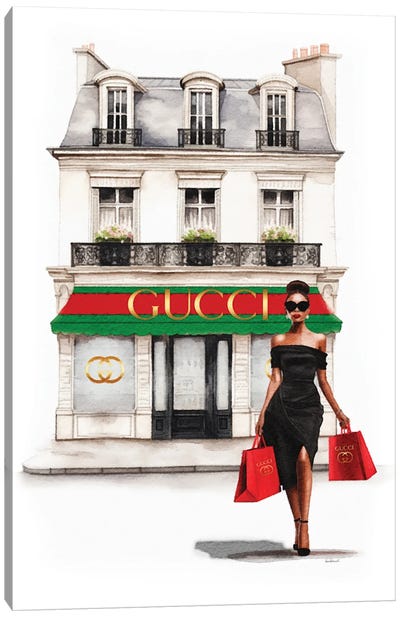 Shopping In Red Canvas Art Print - Shopping Art