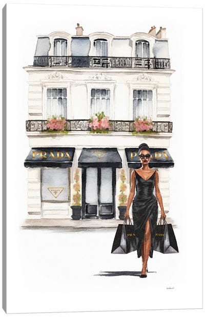 Shopping In Black Canvas Art Print - Prada Art
