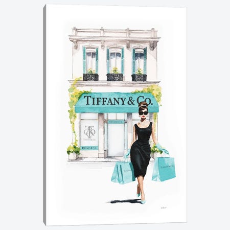 Store Front Shopping In Teal Canvas Print #GRE629} by Amanda Greenwood Canvas Art Print