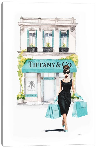 Store Front Shopping In Teal Canvas Art Print - Shopping Art