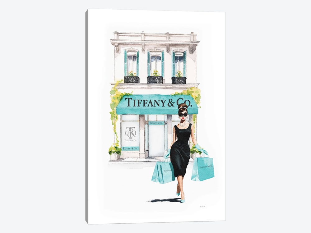 Store Front Shopping In Teal by Amanda Greenwood 1-piece Canvas Art