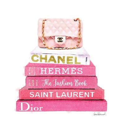 Framed Poster Prints - Stack of Fashion Books with A Chanel Bag by Amanda Greenwood ( Fashion > Fashion Brands > Chanel art) - 24x24x1