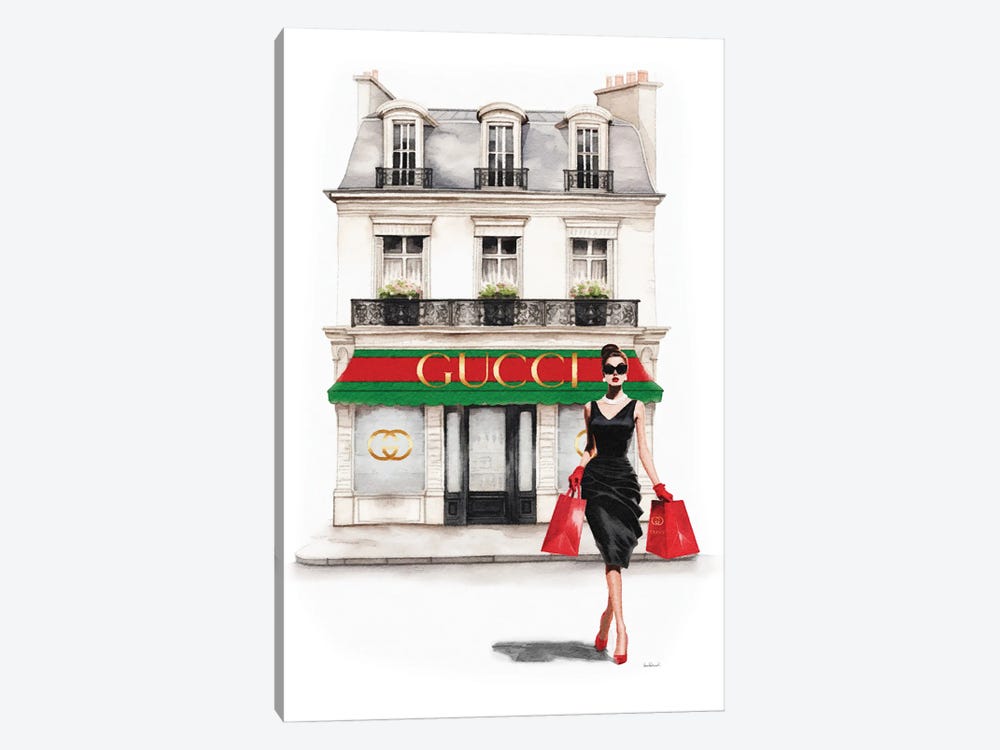 Store Front Shopping In Red by Amanda Greenwood 1-piece Canvas Art