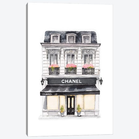 Paris Shop In Black Canvas Print #GRE632} by Amanda Greenwood Canvas Art