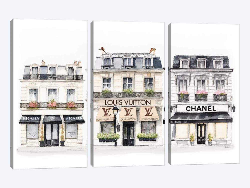 Paris Store Fronts by Amanda Greenwood 3-piece Canvas Art Print