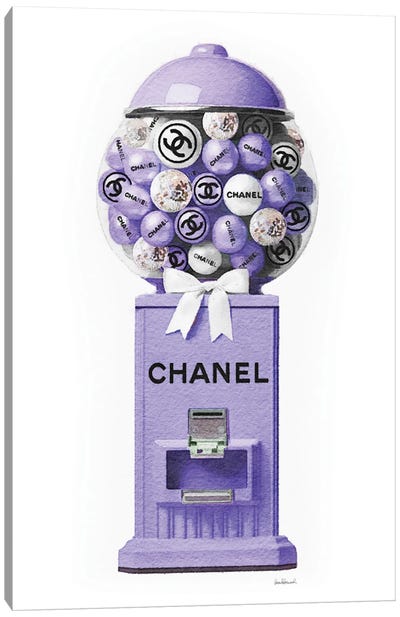 Gum Ball Machine In Purple Canvas Art Print - Gray & Purple Art