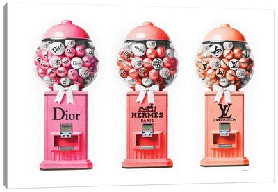 Gum Ball Machine In Set In Bright Canvas Art Print - Sweets & Dessert Art