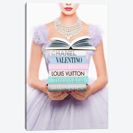 Reading Fashion Books In Lilac Canvas Print #GRE658} by Amanda Greenwood Canvas Artwork